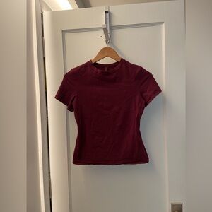 Skims Deep Burgundy Tee cotton stretch tee